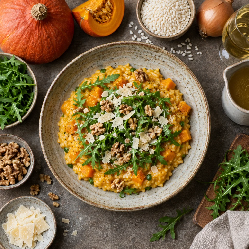 Herbstliches Kürbisrisotto mit Rucola