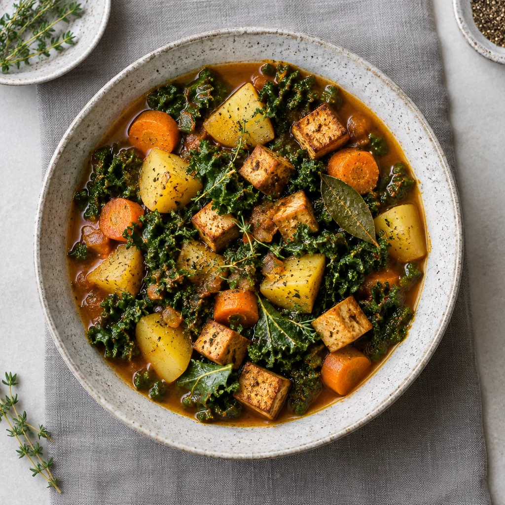 Grünkohl-Eintopf mit Räuchertofu und Kartoffeln
