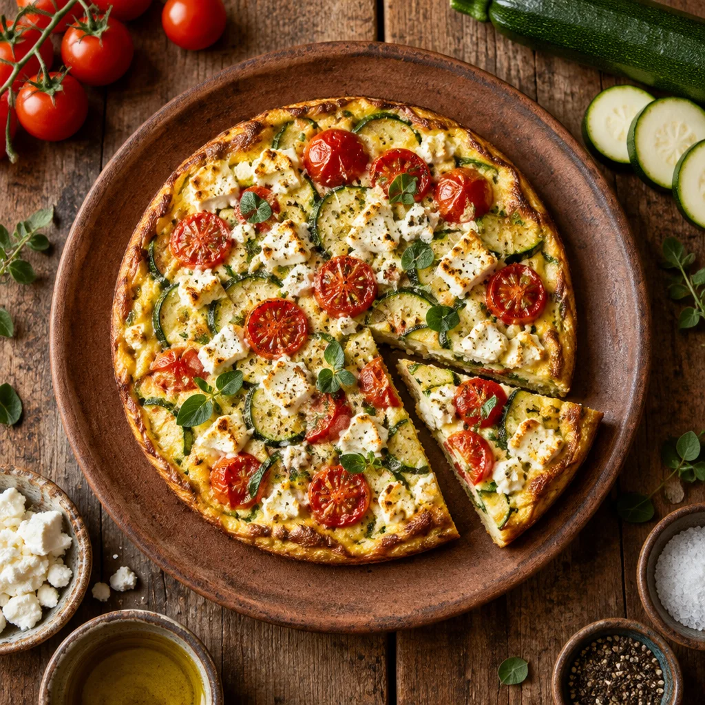Zucchini-Feta-Frittata mit Kirschtomaten